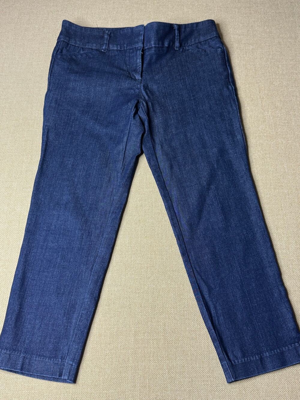 New York & Company Stretch Women’s 2 Dark Wash Denim Trouser Pants Straight Leg
